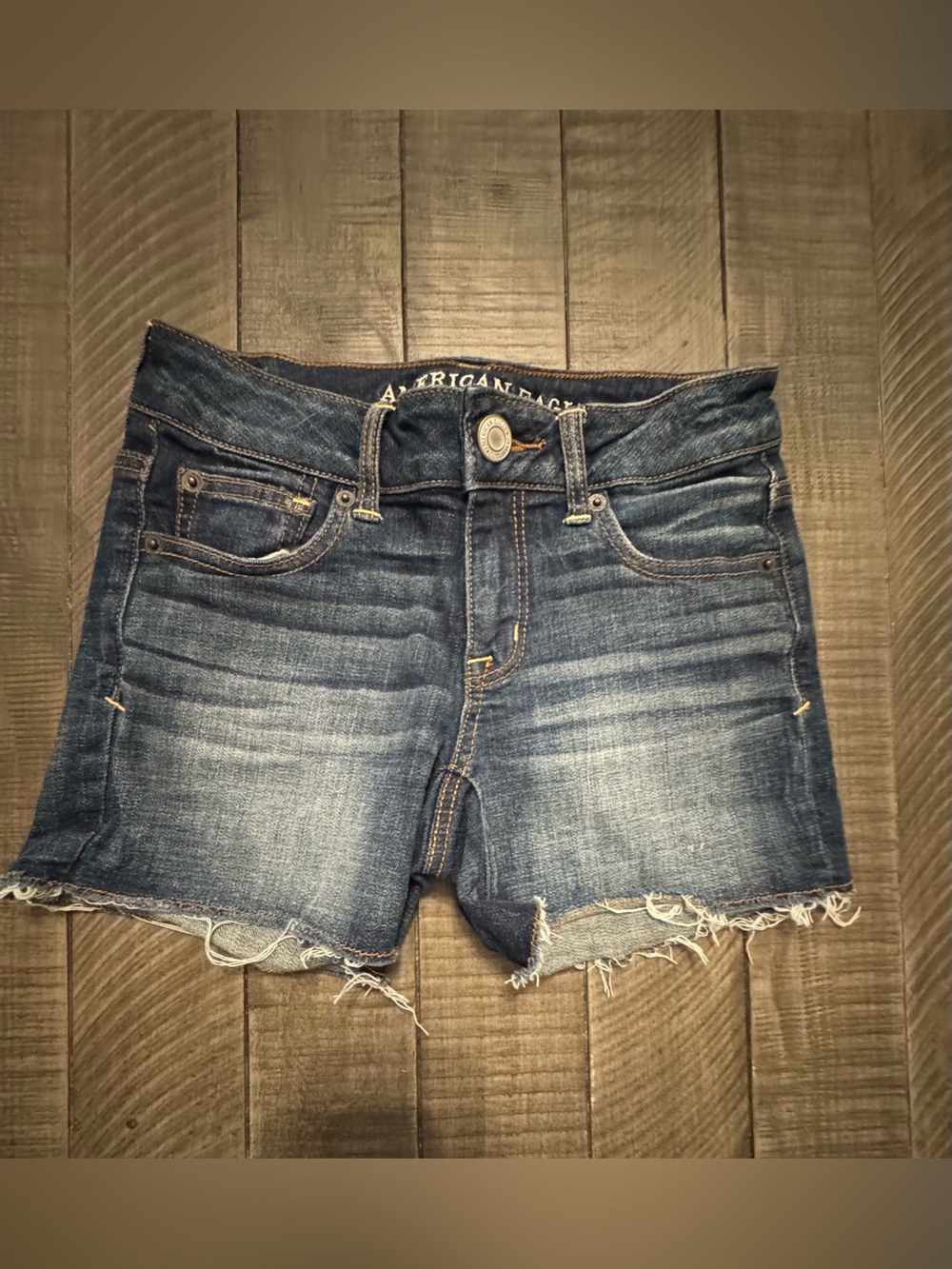 American Eagle Outfitters Blue Frayed Hem Denim Shorts